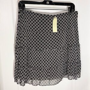 NWT Y2K Sophie Max Floral Mesh Tiered Mini Skirt Black White M